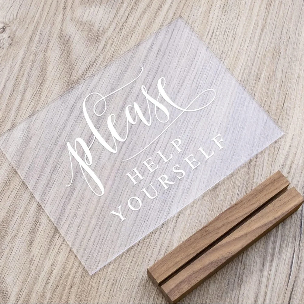 Acrylic Please Help Yourself Sign with Wood Stand 5”x 7